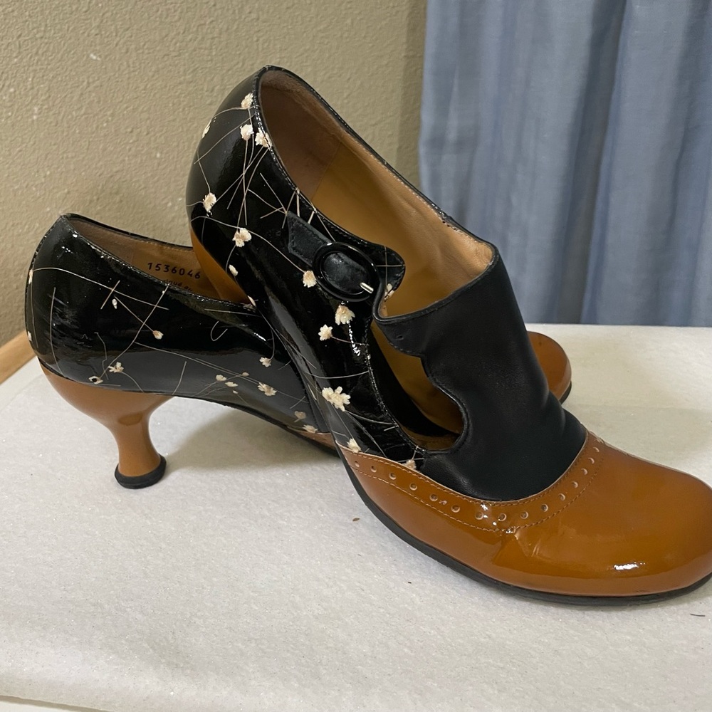 John Fluevog Black and Brown Heels